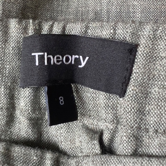 NWT $295 THEORY Pull-On Pants, Cargo Melange Eco Sharkskin Linen Blend Size 8 - Picture 6 of 9